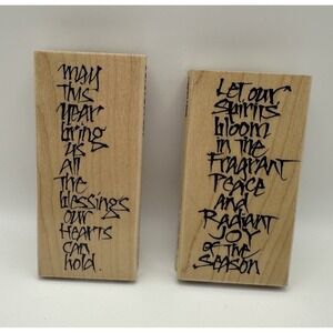 Penny Black Blessings 3035K Fragrant Peace 2802J Wood Rubber Stamps Lot Of 2 New